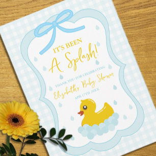 Waterdruppels Gingham Jongens Baby Shower Bedankt