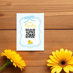 Waterdruppels Gingham Jongens Baby Shower Verlangl Informatiekaartje