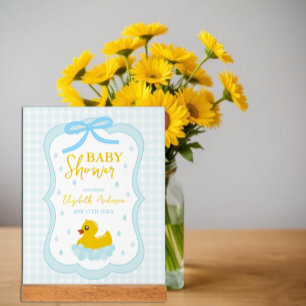 Waterdruppels Gingham Jongens Baby Shower Welkom Acryl Bord