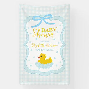 Waterdruppels Gingham Jongens Baby Shower Welkom Spandoek