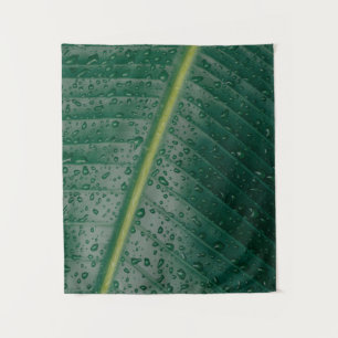 Waterdruppels op bananenblad wandkleed