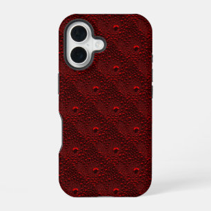 Waterdruppels op Crimson Metal iPhone 16 Hoesje