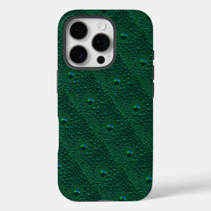 Waterdruppels op groen metaal iPhone 16 pro hoesje