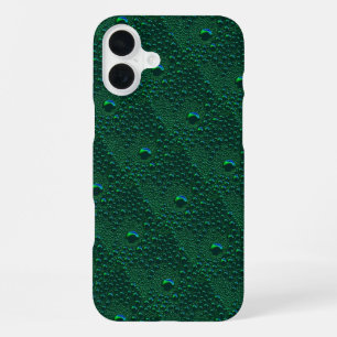 Waterdruppels op groen metaal iPhone 16 plus hoesje