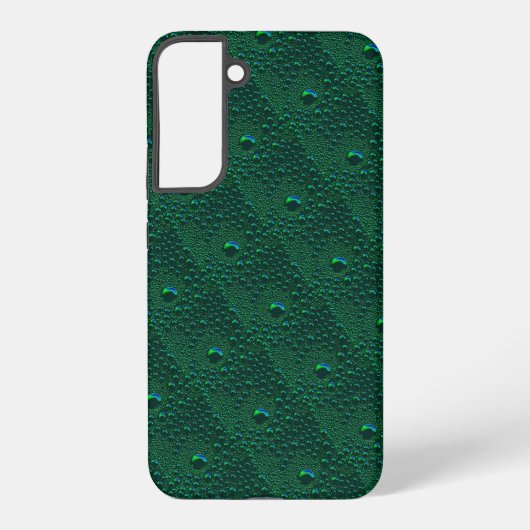 Waterdruppels op groen metaal samsung galaxy hoesje (Achterkant)