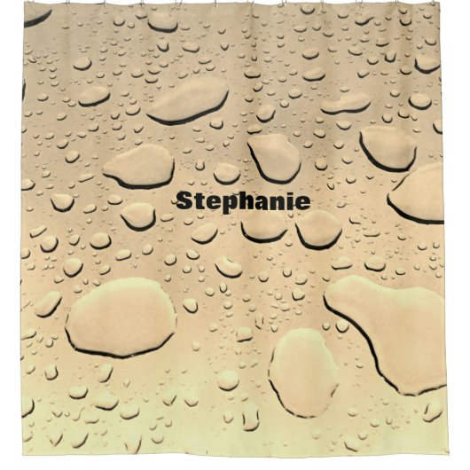 Waterdruppels Sepia Gold Abstract Eigen naam Cute Douchegordijn (Voorkant)