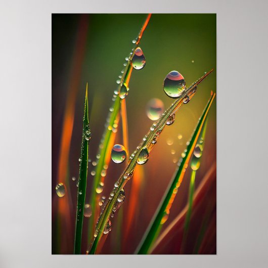 Waterdruppeltjes Kalme rustige Natuur Vreedzame Ze Poster (Voorkant)