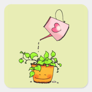 Waterende Liefde, Gelukkig Kamerplant Vierkante Sticker