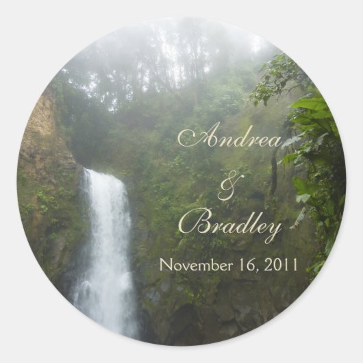 Waterfall bruiloft envelop afdichting ronde sticker (Voorkant)