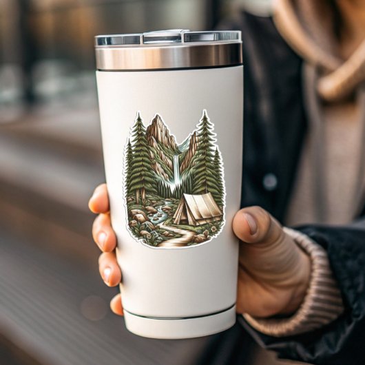 Waterfall Campsite Vinyl Sticker | Die-Cut-Sticker