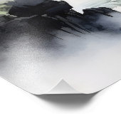 Waterfall en Maple Tree Ink Schilderen Foto Afdruk (Hoek)