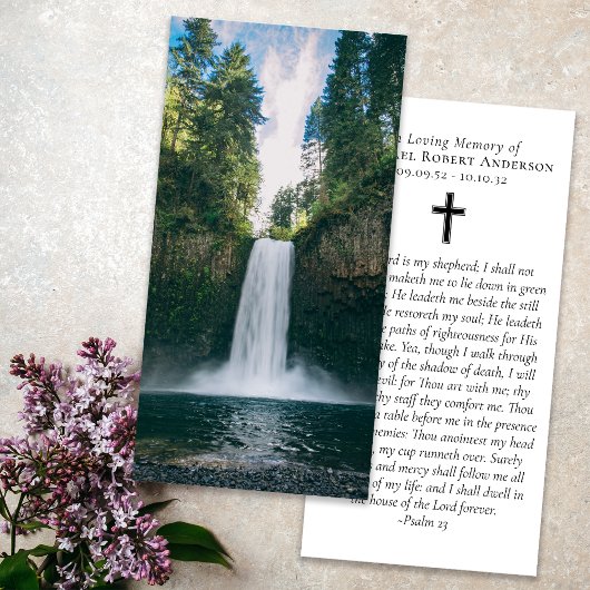 Waterfall Forest Photo Prayer Memorial Bladwijzer