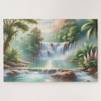 "WATERFALL in WATERCOLOR" JIGSAW PUZZLE