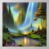 Waterfall Mountain Valley Poster (Voorkant)