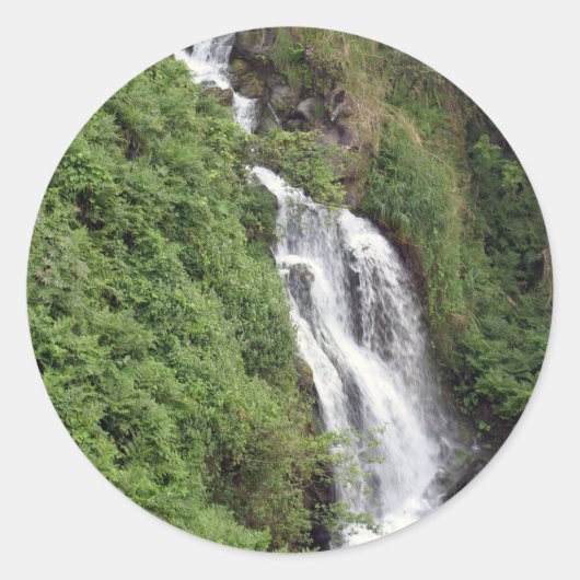 Waterfall Near Hilo, Hawaii Ronde Sticker (Voorkant)