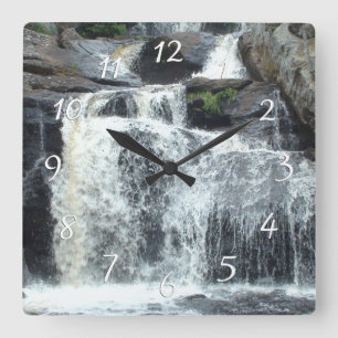 Waterfall Photography Square Wall klok