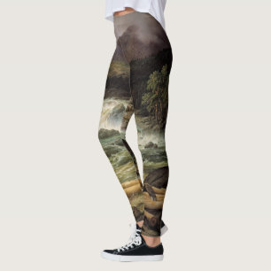 Waterfall River Hawk Bird Over Print Leggings