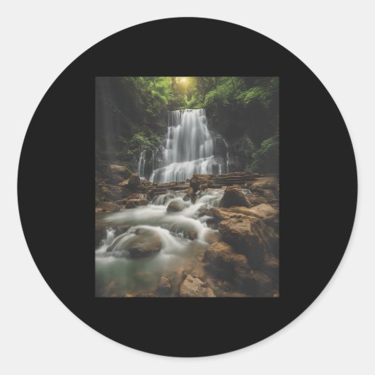 Waterfall Style Life_ Pastel Falls And Nature Call Ronde Sticker (Voorkant)