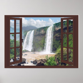 Waterfall Trompe l'oeil Faux Window Poster
