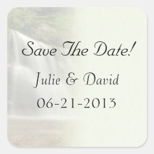 Waterfall Wedding Save the Date Vierkante Sticker