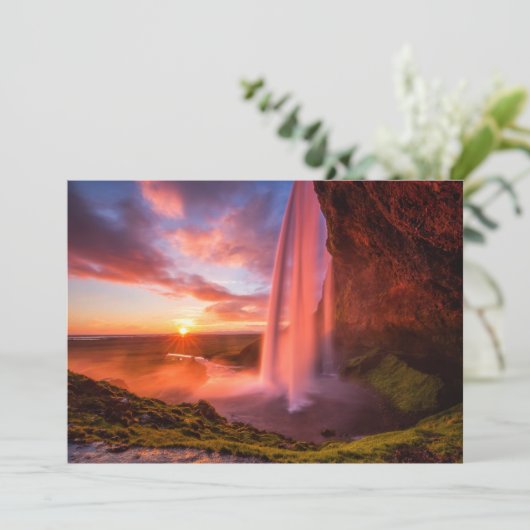Waterfalls | Seljalandsfoss Waterfall Bedankkaart (Staand voorkant)