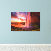 Waterfalls | Seljalandsfoss Waterfall Canvas Afdruk (Insitu (Houten vloer))