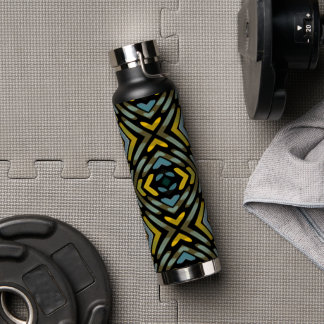 Waterfles Blauw Goud Zwart Bandenprofiel 