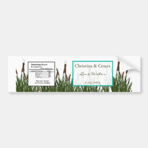 Waterfles Label Cattail/Dragonfly in kleur Groen Bumpersticker