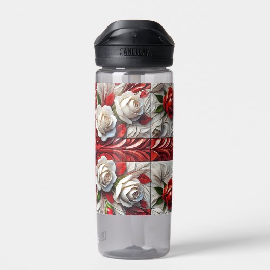 Waterfles met Engelse Rozen Design (Achterkant)