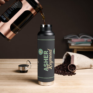 Waterfles met moderne retro vetgedrukte naam