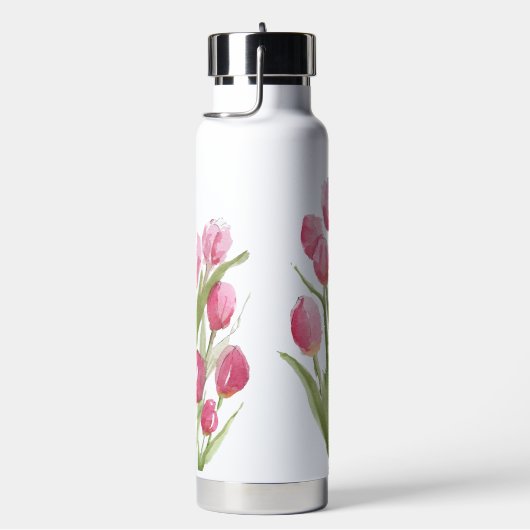 Waterfles met waterverf tulp ontwerp (Rechts)