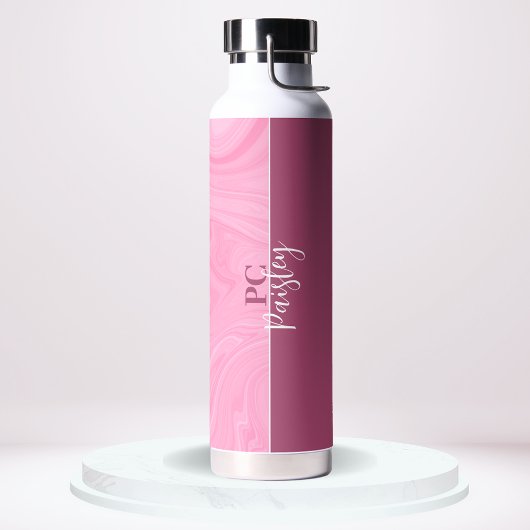 Waterfles - Monogram Roze Marmer Twee Tons