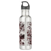 Waterfles verse sneeuw op rode bladeren waterfles  (Achterkant)