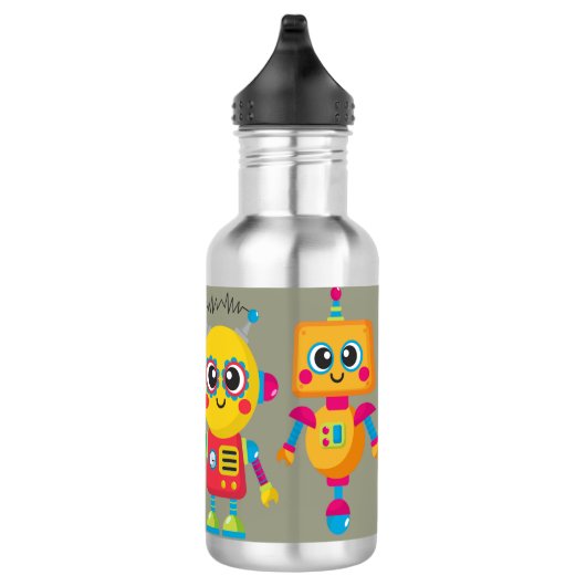 Waterfles voor jonge jongen met robots waterfles  (Rechts)