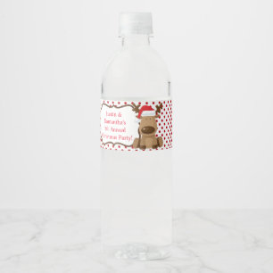 Waterflesetiket Rendier Kerstmis XMAS Polka D Waterfles Etiket