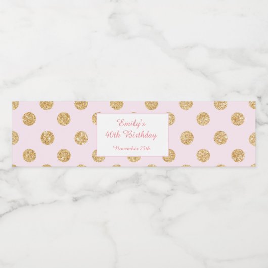 Waterflesetiket Verjaardag Blush Roze Glitter Waterfles Etiket (Enkel label)