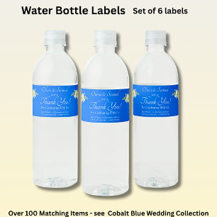 Waterfleslabels, Kobaltblauw Waterfles Etiket
