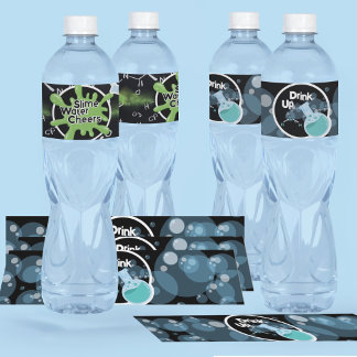 Waterfleslabels Mad Science Slijm Feestje Waterfles Etiket