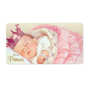 Waterfleslabels voor Vintage Princess Baby Shower Etiket