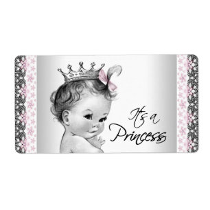 Waterfleslabels voor Vintage Princess Baby Shower Etiket