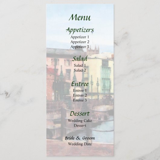 Waterfront Bridgetown Barbados Bruiloft Menu (Voorkant)