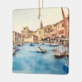 Waterfront en boten in de haven, Italiaans Keramisch Ornament (Links)