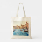 Waterfront en boten in de haven, Italiaans Tote Bag (Achterkant)