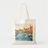 Waterfront en boten in de haven, Italiaans Tote Bag (Voorkant)