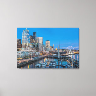 Waterfront en Downtown Canvas Afdruk