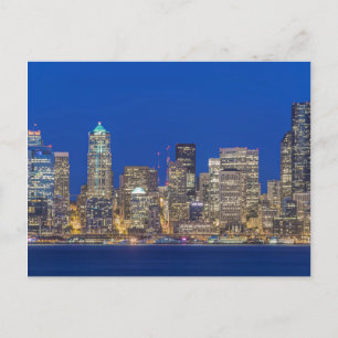 Waterfront en Downtown Skyline in Twilight Briefkaart