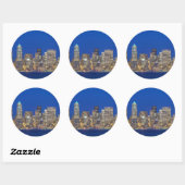Waterfront en Downtown Skyline in Twilight Ronde Sticker (Vel)