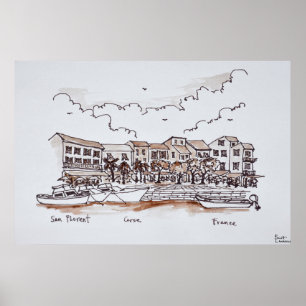 Waterfront haven, Saint-Florent Corsica, Frankri Poster