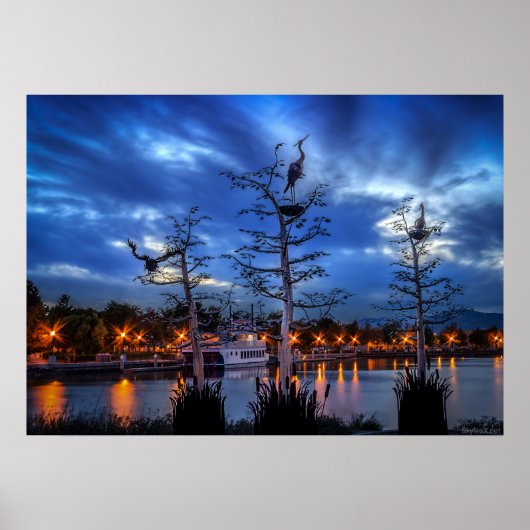 Waterfront Herons Poster (Voorkant)