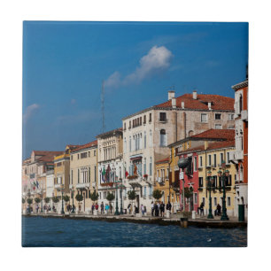 Waterfront langs het Grand Canal in Venetië Tegeltje